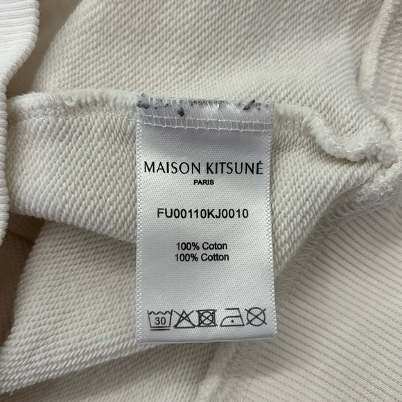 Women's Maison Kitsune Pullover Sweatshirt with Fox Head in Cream, Size S - Picture 5 of 7